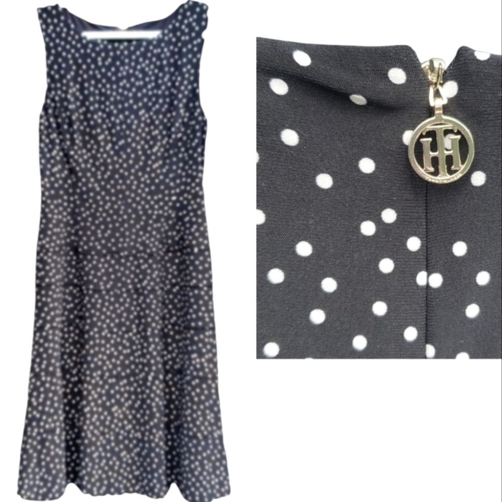 Tommy Hilfiger Preppy Polkadot Little Black Stretchy Sleeveless Dress 4